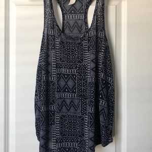 Navy Blue & White Aztec design racerback tank